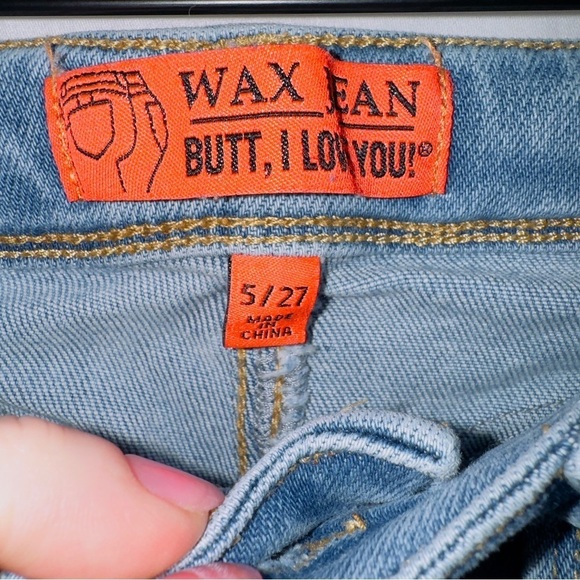 Wax Jean Light Wash Denim High Rise Button Front Distressed Skinny Jean 5/27 - Picture 4 of 6